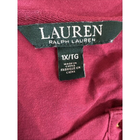 Lauren Ralph Lauren Wine Short Sleeve Boat Neck Midi Dress 1X - Picture 6 of 10